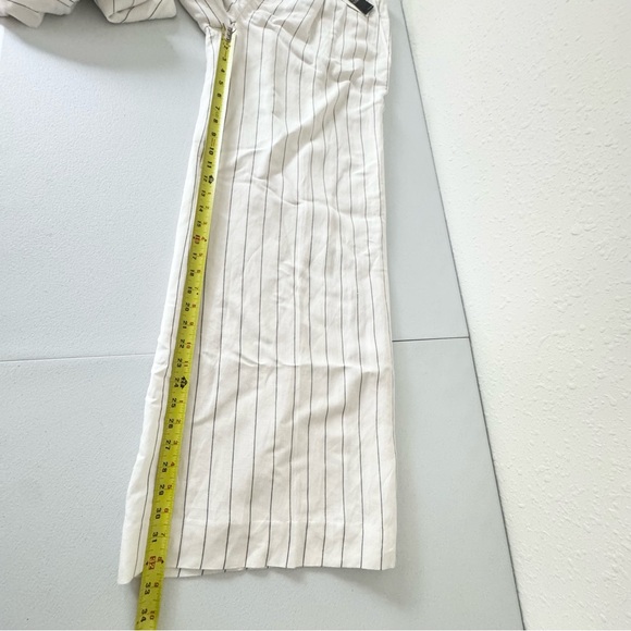 Lauren Ralph Lauren Striped Wide-Leg Linen Blend Pants Winter Cream Size 12 New - Picture 12 of 13